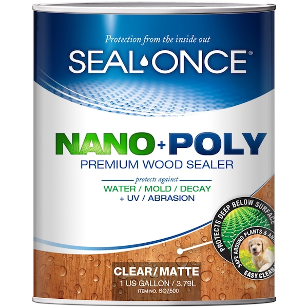 Seal-Once 1 GAL NANO + POLY Premium Wood Sealer Light Brown Color SO7521